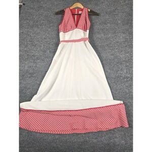 Vintage‎ 70's Jerell of Texas Red Gingham Maxi Dress Women's Size 9 Halter Style